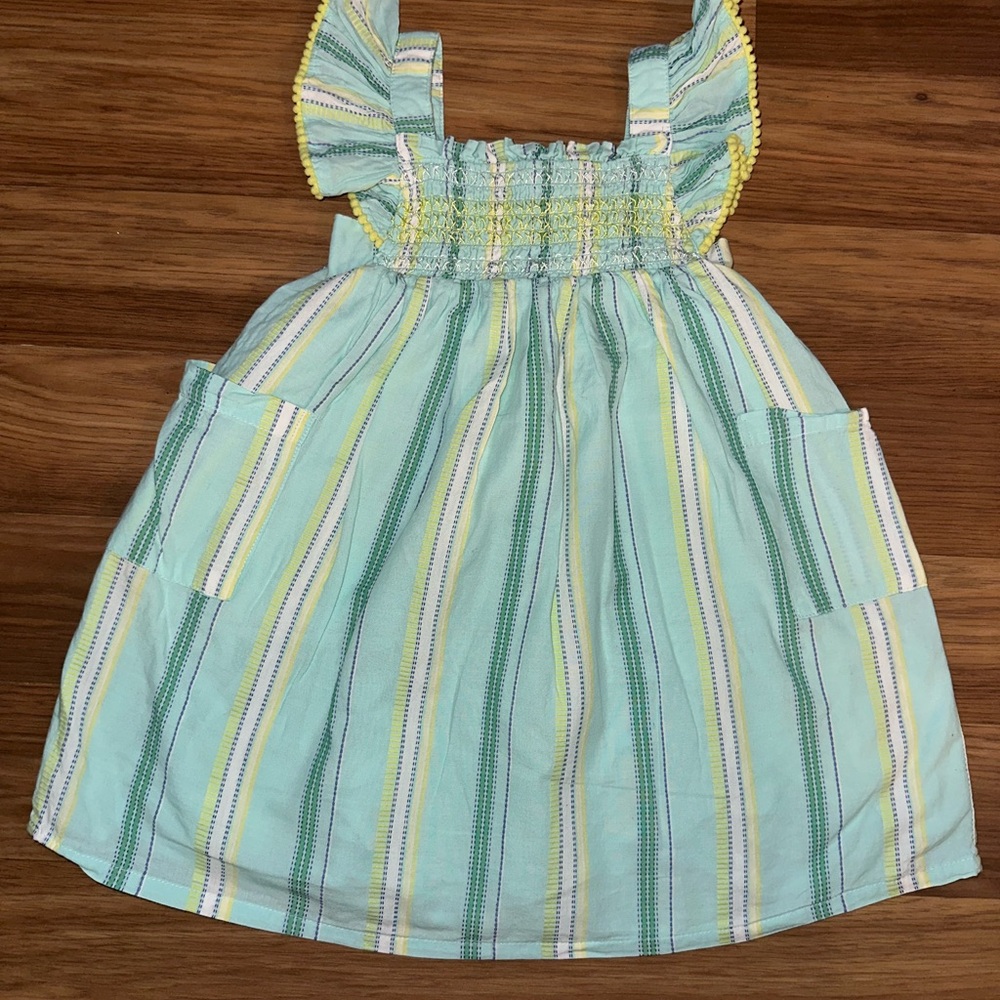 Tahari Mint and Yellow Striped Kids Dress